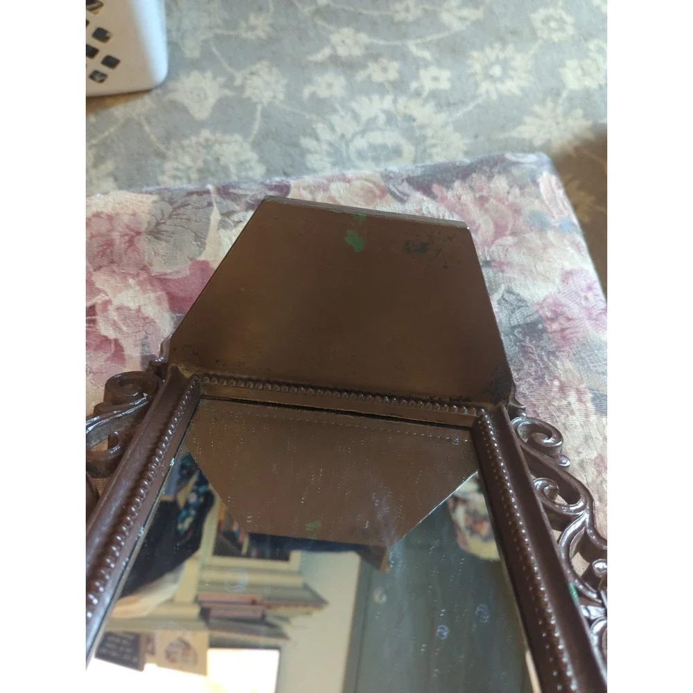 Vintage 1970 Hollywood Regency Wall Mirror Shelf Gothic MCM BOHO Painted